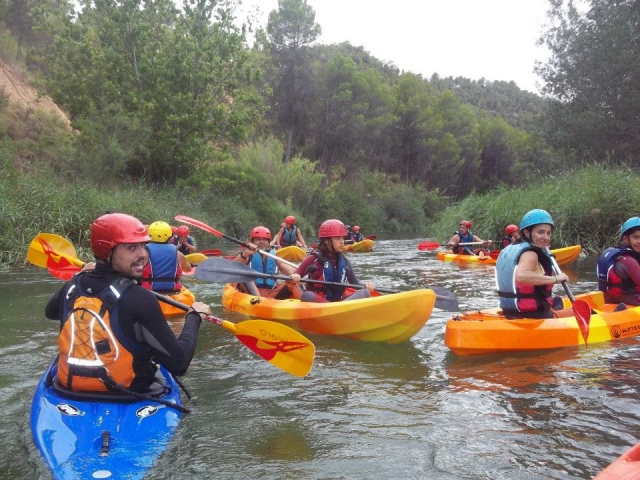  Monitor controlling the group of canoes 